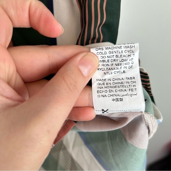 Striped Twist Front Cutout Back Blouse Top XL Green Pink White Blue - Picture 3 of 5